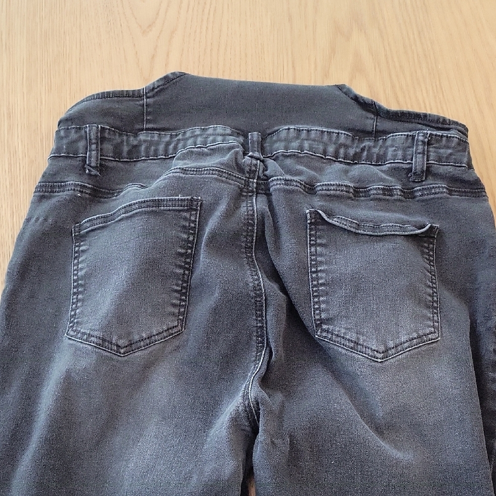 Love Moda Womens Black Distressed Denim Overalls Ripped Knee Size 1X RJHD-915P - Picture 7 of 7